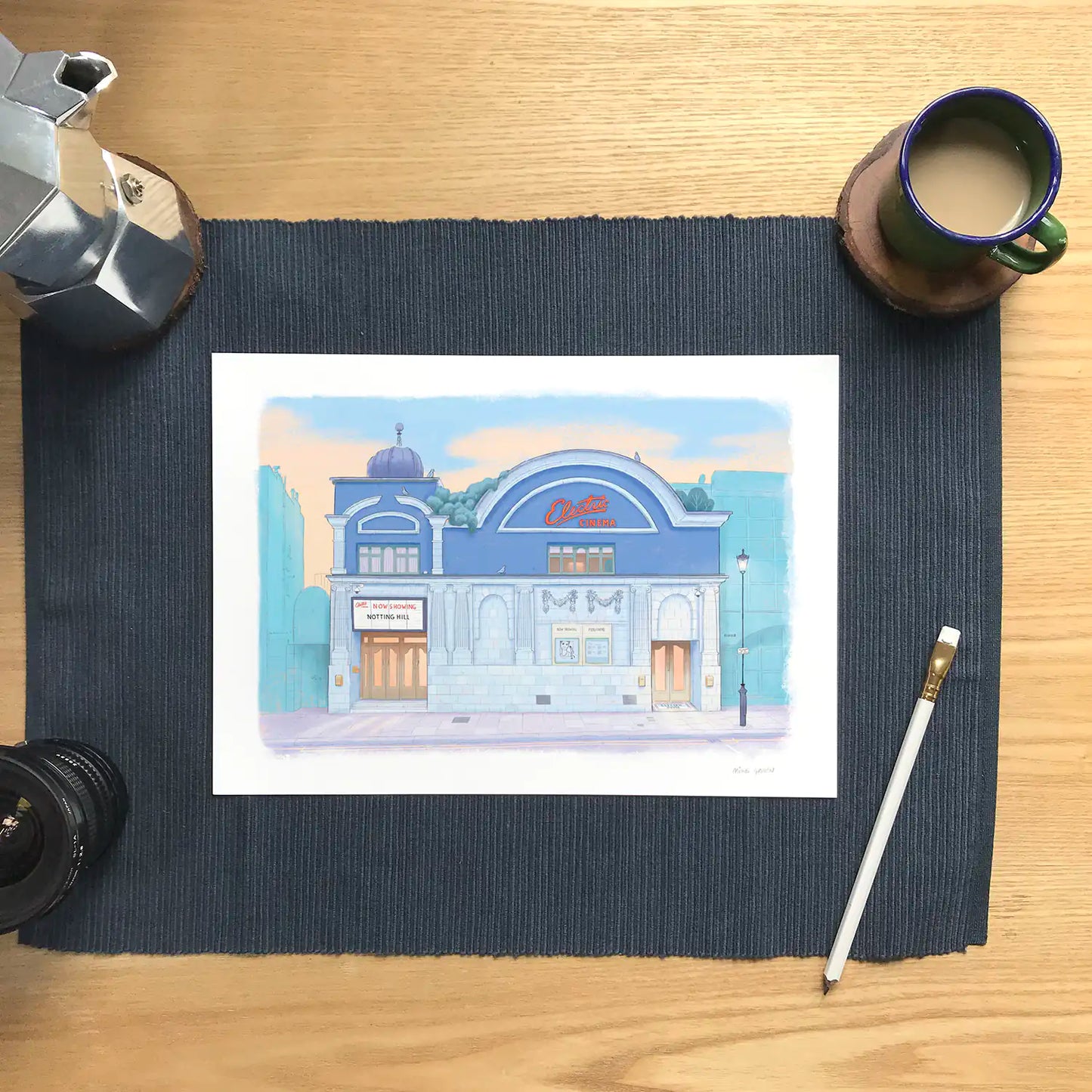Print of a painting of The Electric Cinema Notting Hill by Mike Green Illustration