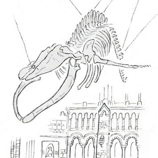 Detail from sketch of Hope at the Natural History Museum London by Mike Green Illustration