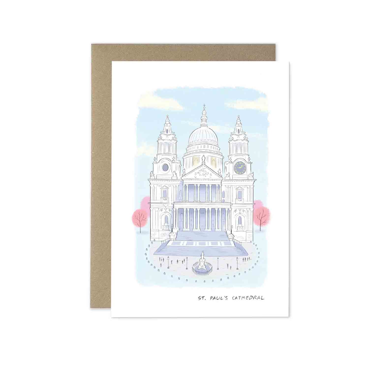 London's St Paul's Cathedral beautifully illustrated on a greeting card from mike green illustration.