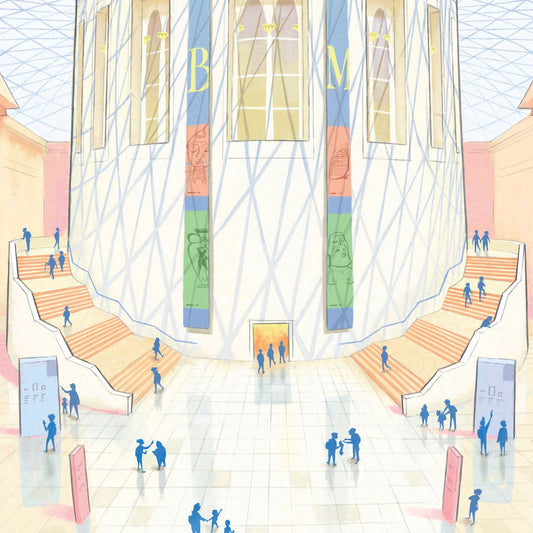 Detail from a wall art print of the British Museum great court interior in London