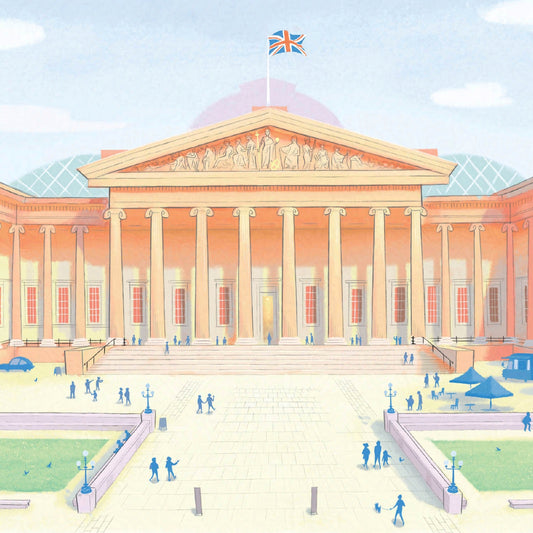 Detail from a wall art print of the British Museum in London