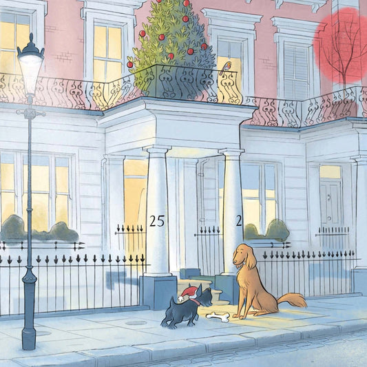 Detail from 'A Dog's Christmas Visit' painting sold as a wall art print