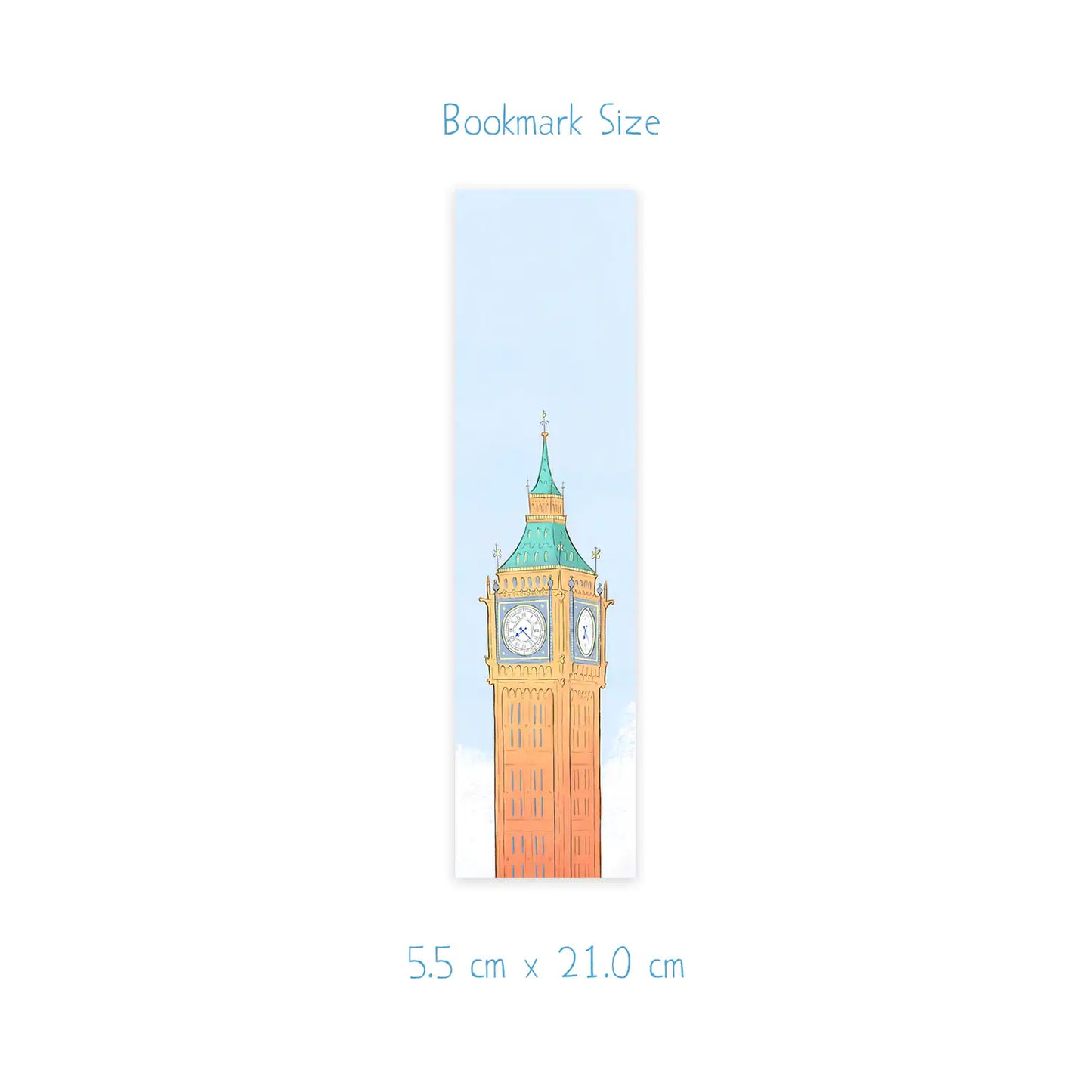 London's Elizabeth Tower bookmark dimensions by Mike Green Illustration