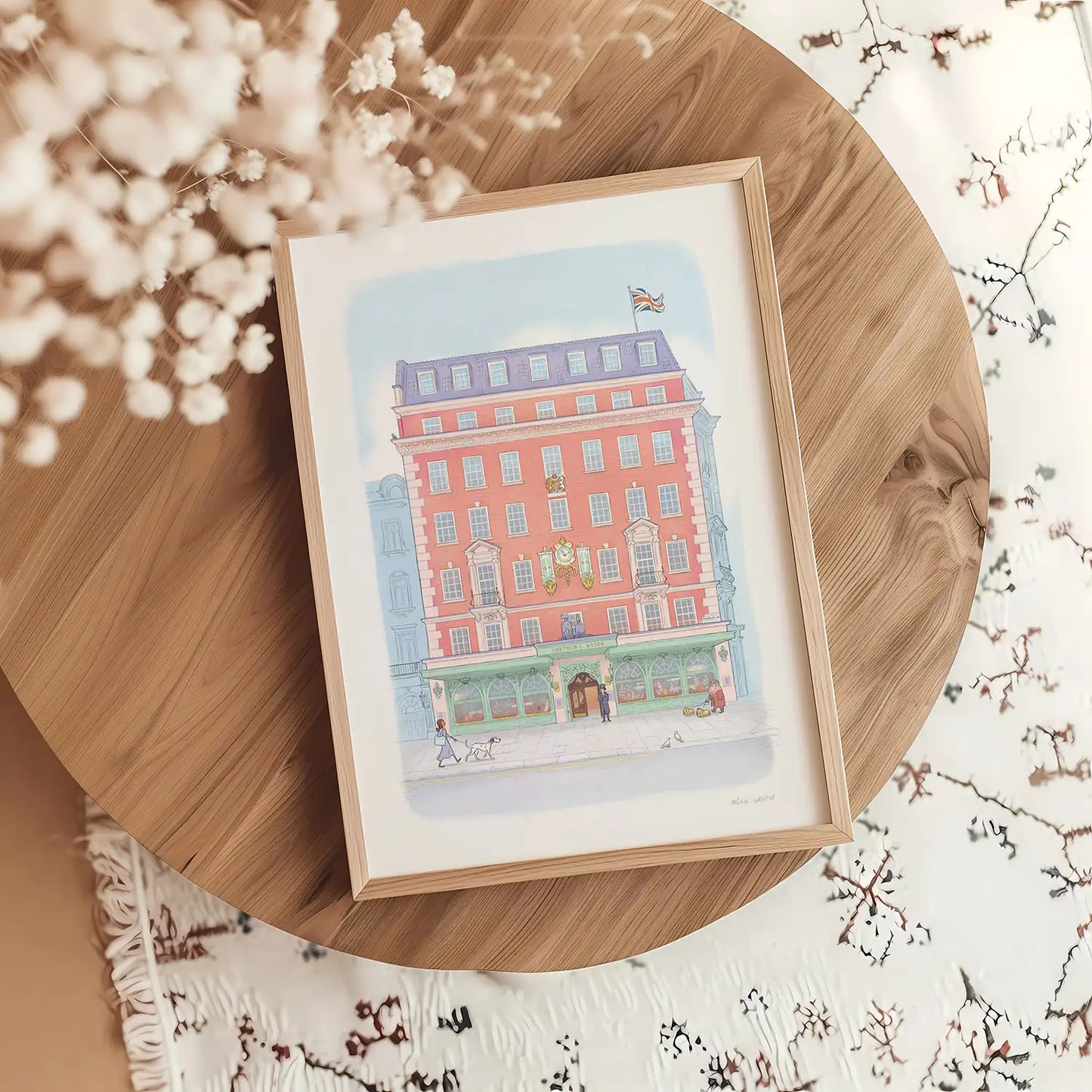 Framed print of an illustration of the Fortnum and Mason Store London