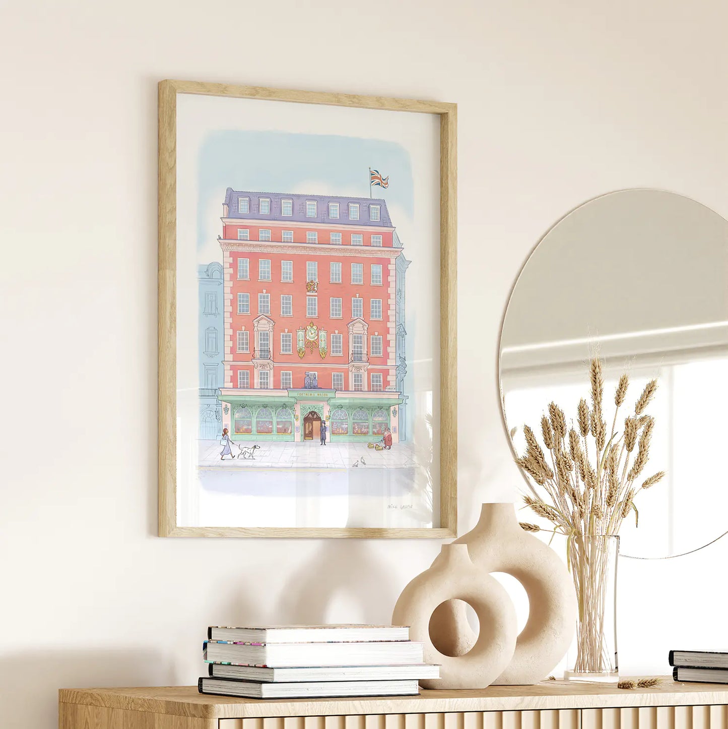 Framed print of an illustration of the Fortnum and Mason Store London