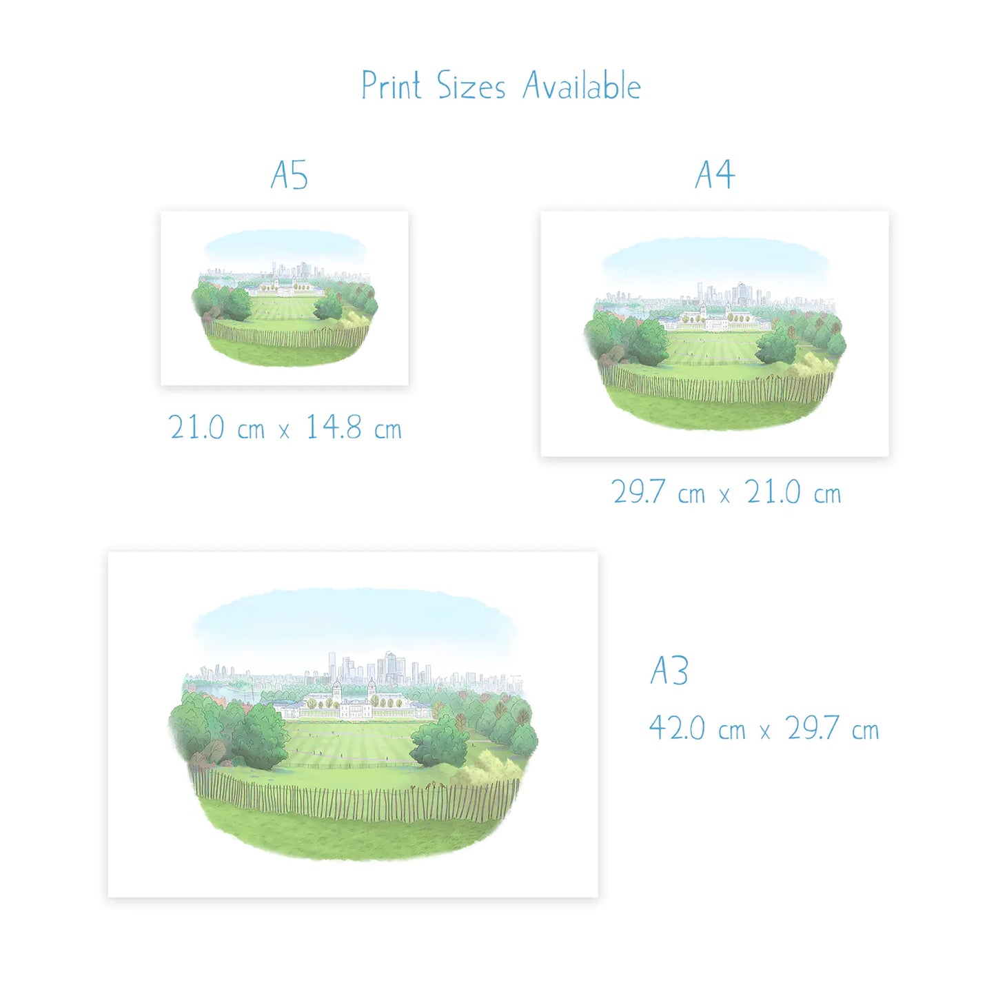 Greenwich Park View print dimensions