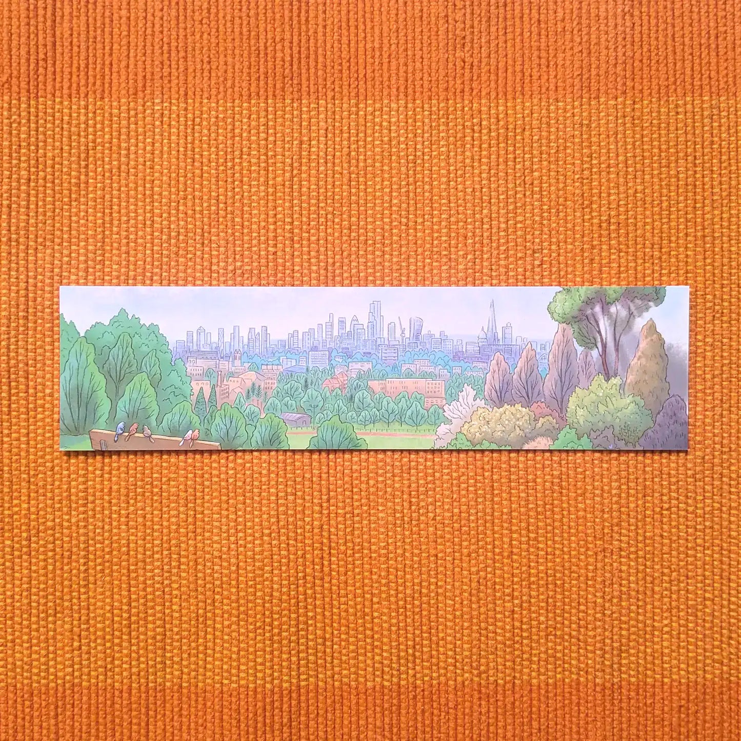 View of London from Hampstead Heath Illustrated on a bookmark by Mike Green Illustration
