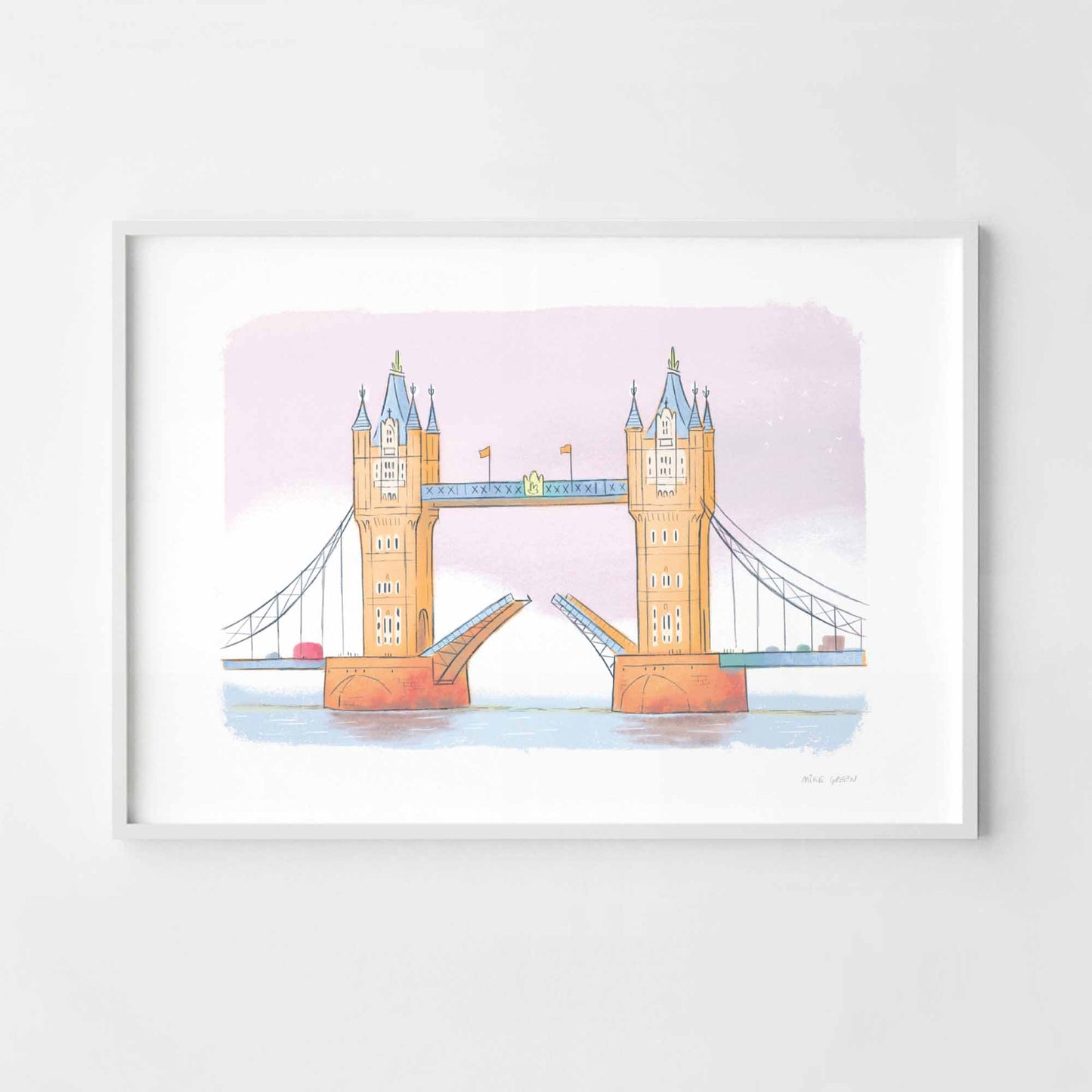 A print of London's Tower Bridge beautifully illustrated by Mike Green.
