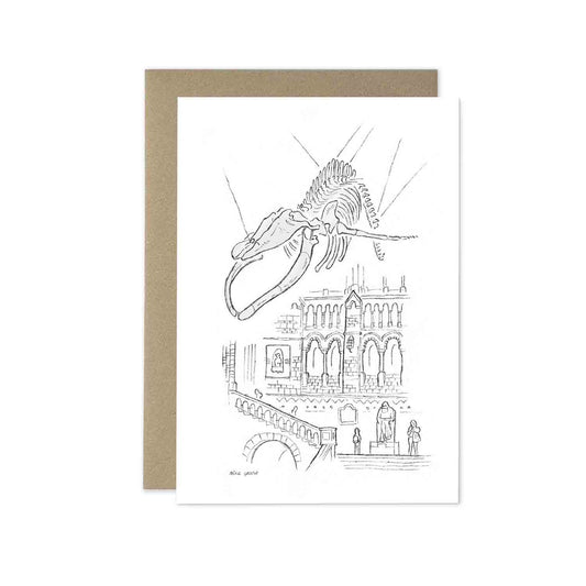 Hope at the Natural History Museum London beautifully sketched on a greeting card by mike green illustration.