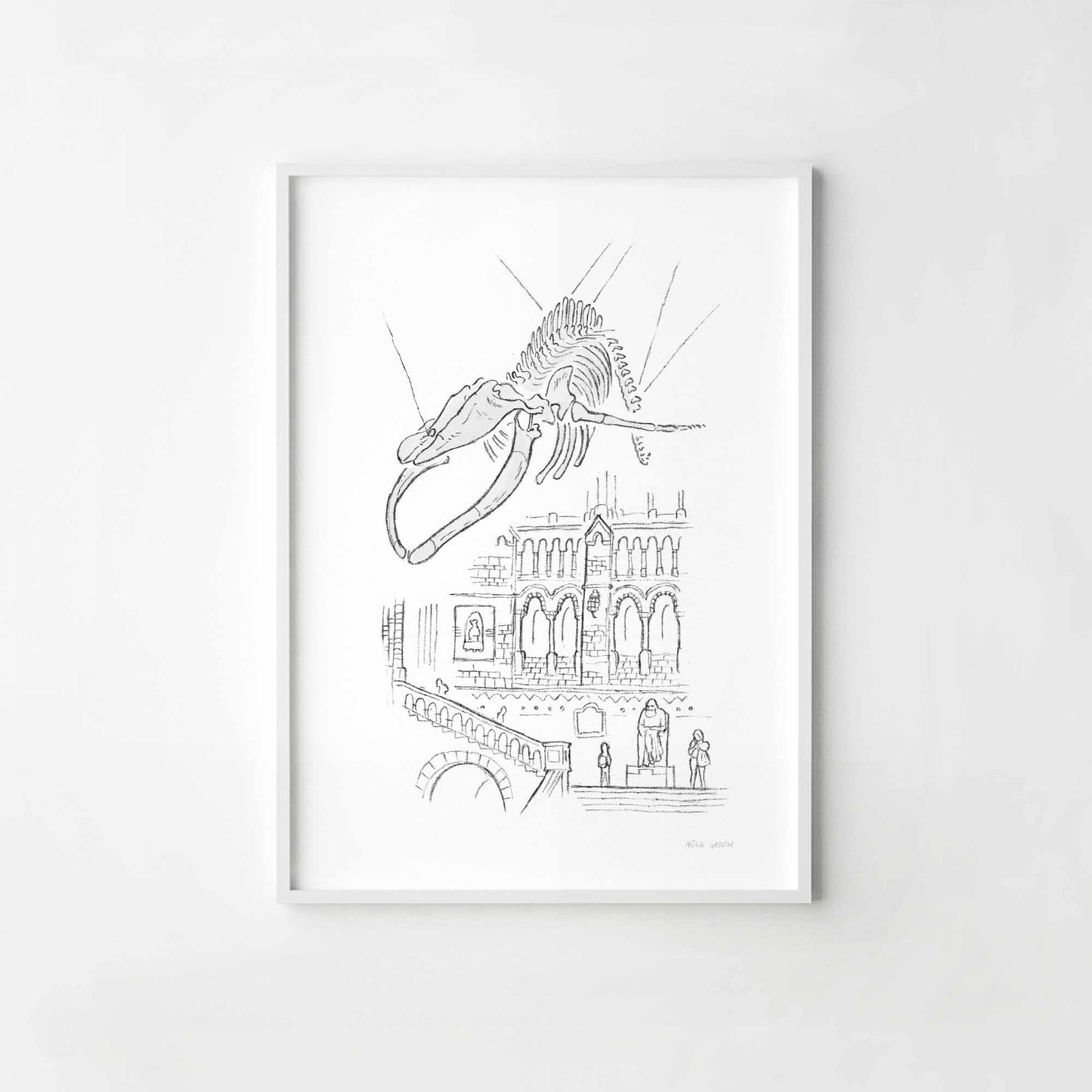 A print of Hope at the Natural History Museum London beautifully sketched by Mike Green.