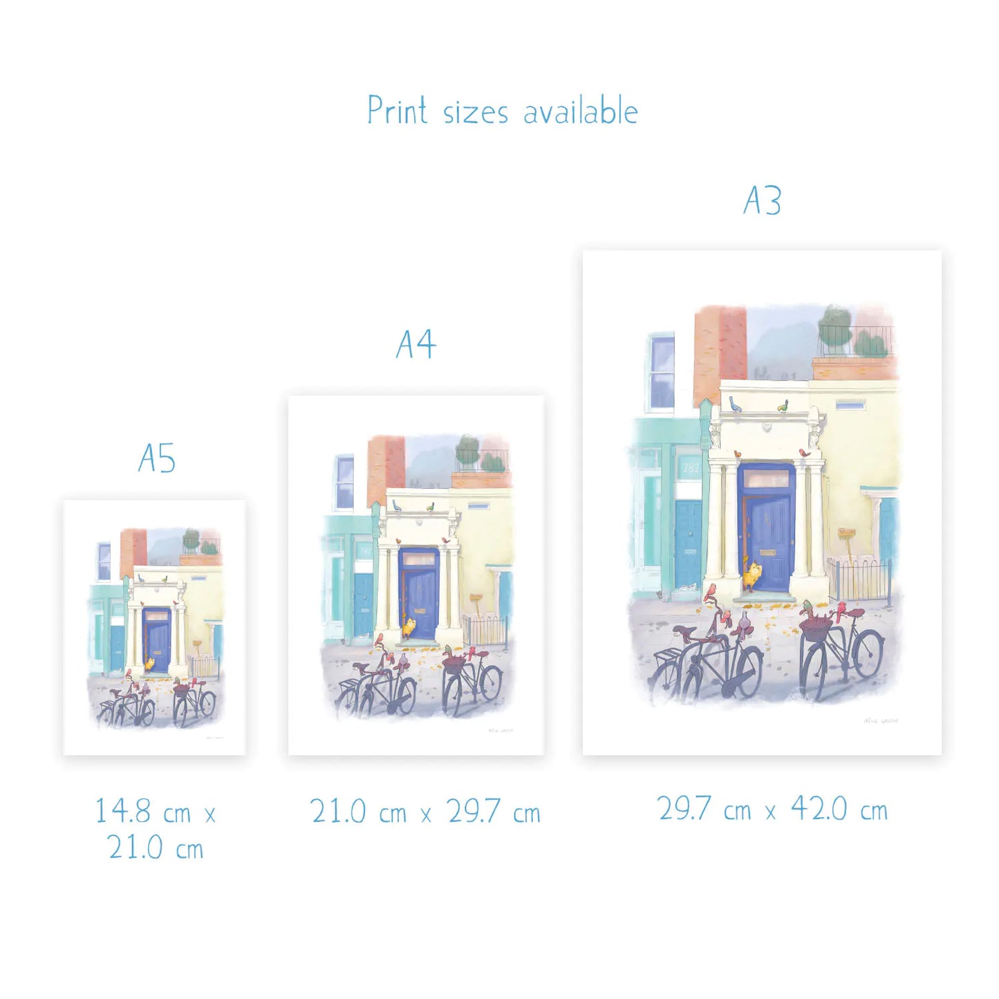 Notting Hill Blue Door Cat Art Print