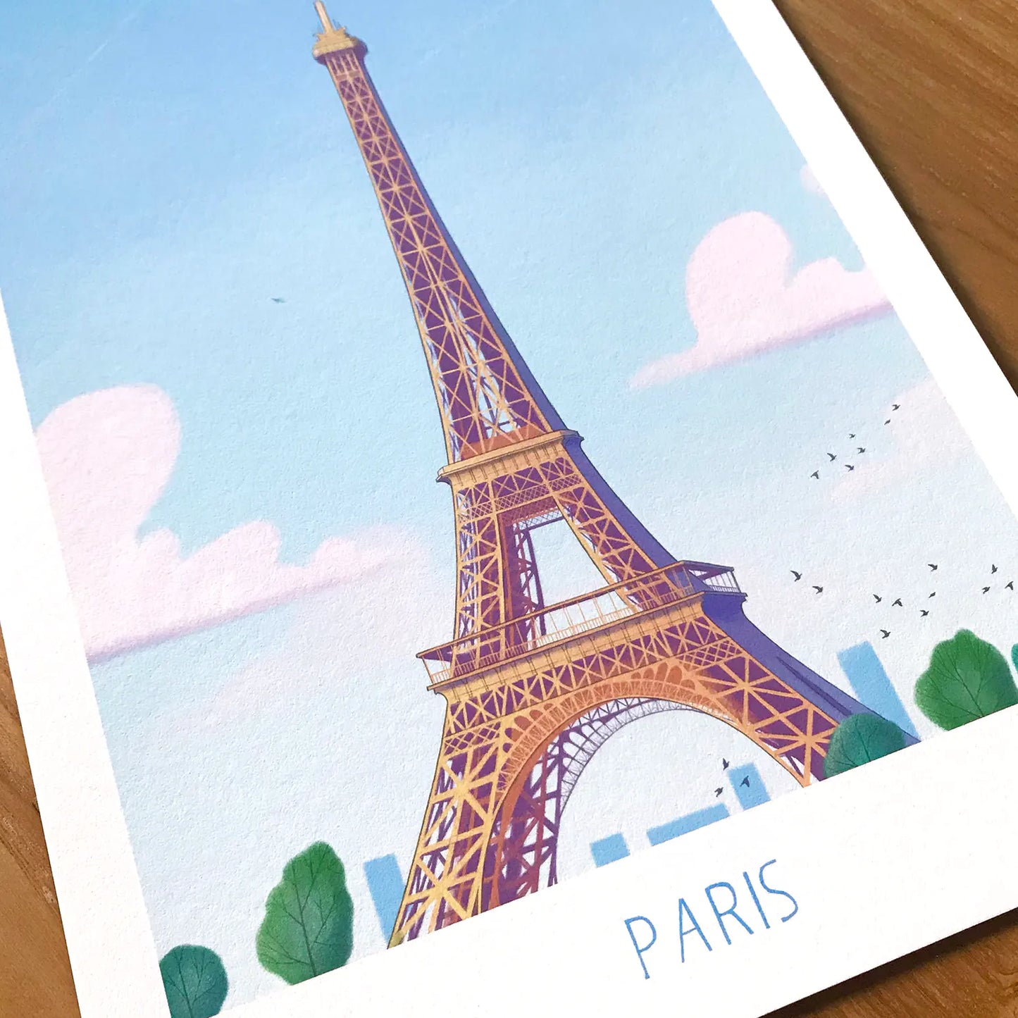 Detail of a wall art print of the Eiffel Tower in Paris