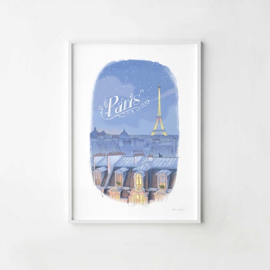 Paris Night Skyline Print