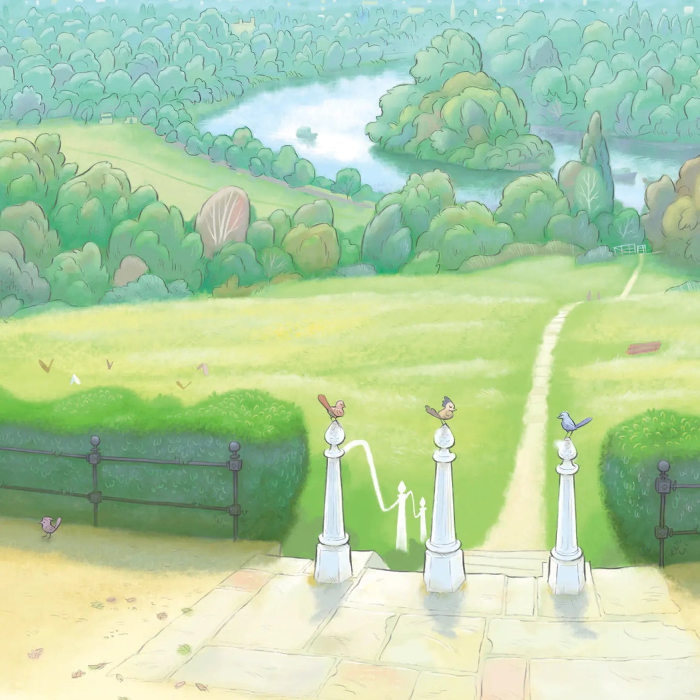 Detail from a wall art print of a painting of the view from Richmond Hill in London