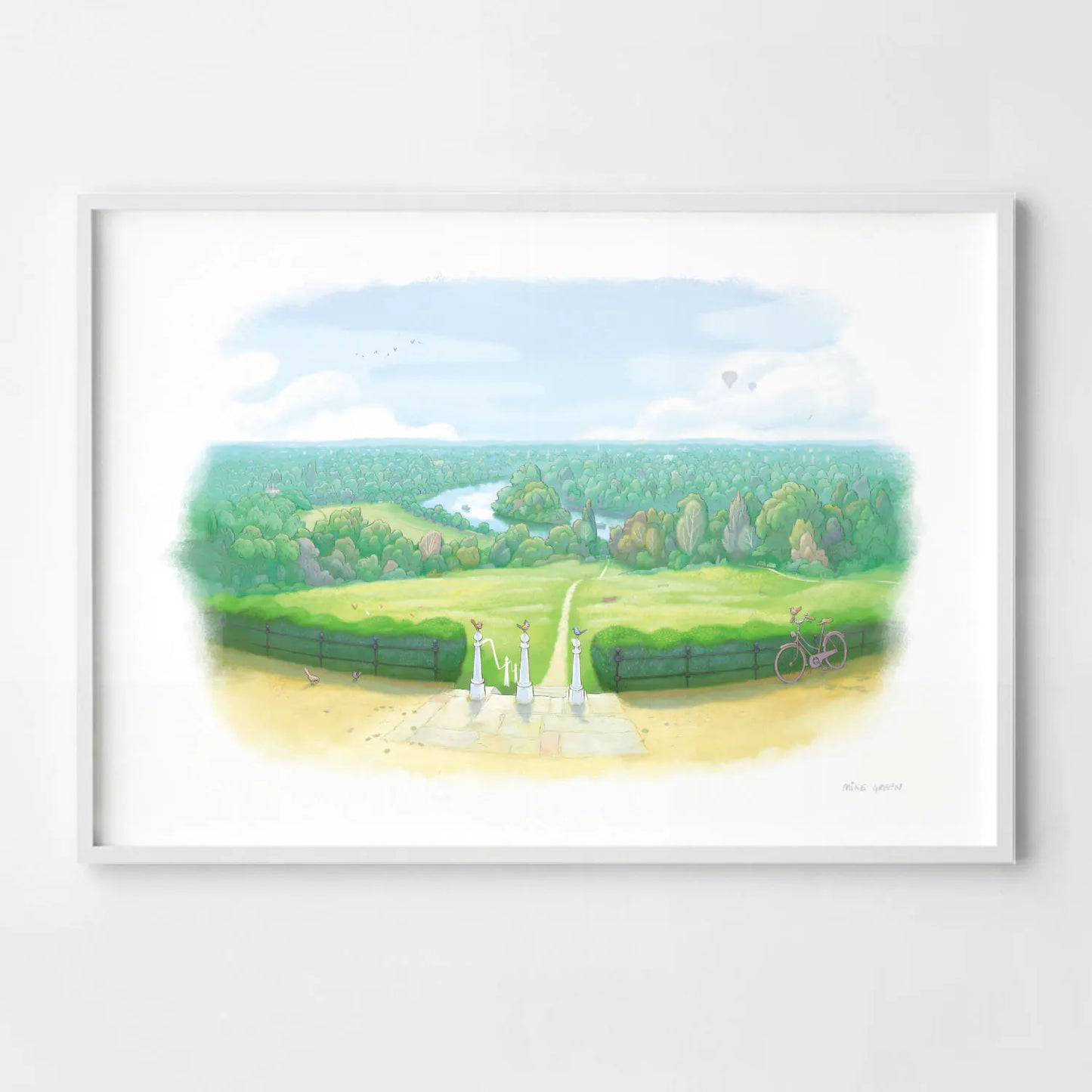 Framed wall art print of painting of the view from Richmond Hill in in Richmond-Upon-Thames in London