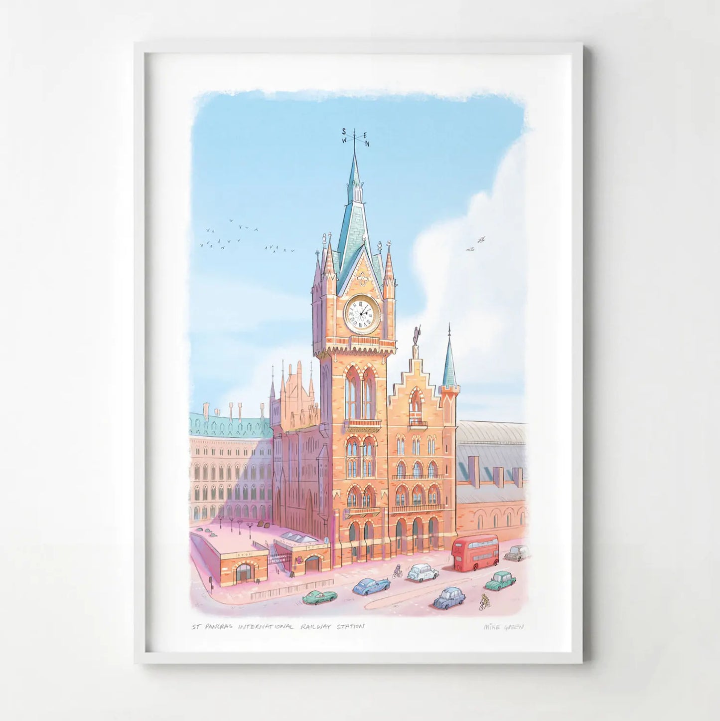 Art print of a painting of St Pancras International Railway Station in London by Mike Green Illustration