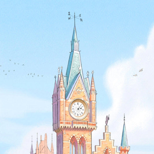 Detail from a painting of London's Saint Pancras International Railway Station by Mike Green Illustration