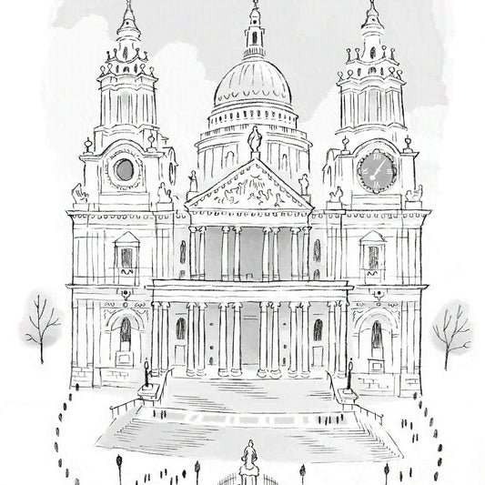 Detail of a sketch of London's St Pauls Cathedral by Mike Green.