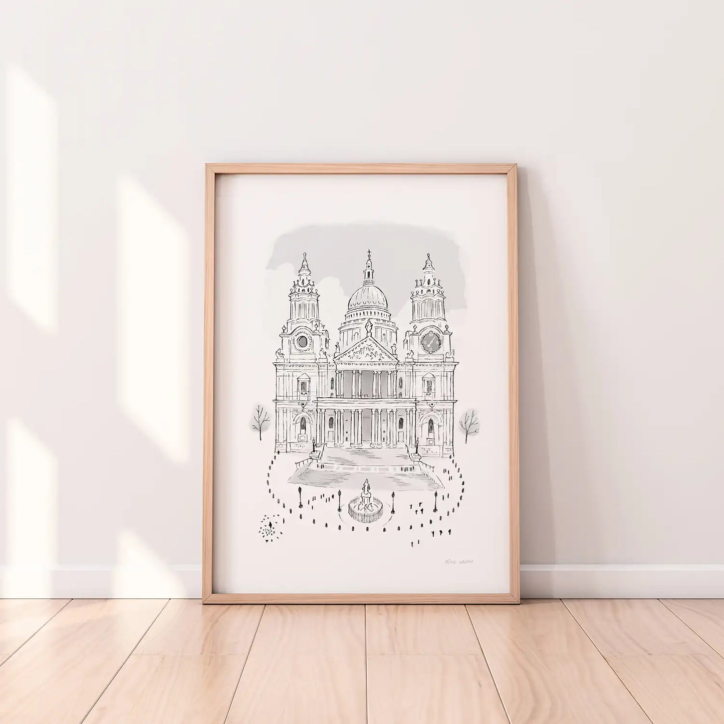 A print of London's St Pauls Cathedral in London beautifully sketched by Mike Green.