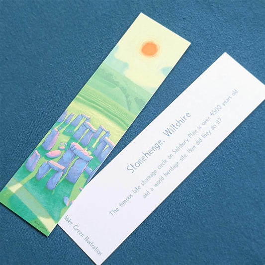 Bookmark with a painting of Stonehenge in Wiltshire England