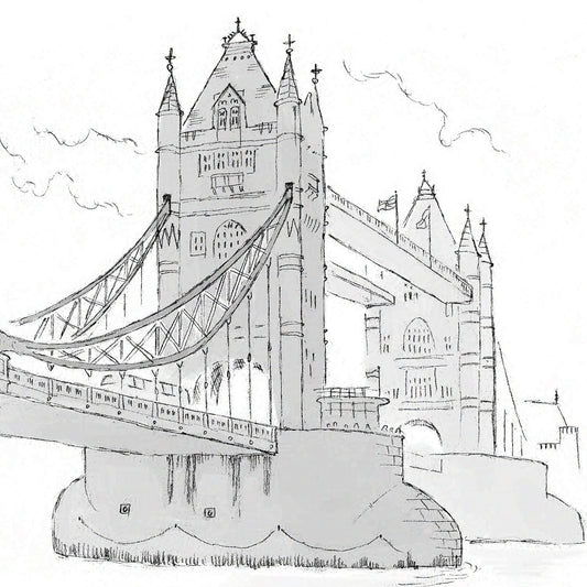Detail from a print of London's Tower Bridge sketch