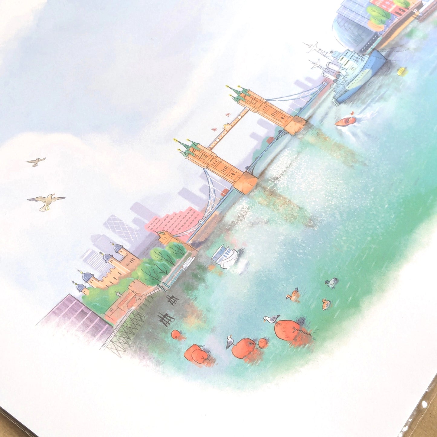 Photo of a fine art print of London's Tower Bridge on the Thames by Mike Green Illustration
