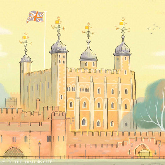 Detail from an art print of the Tower of London castle landmark