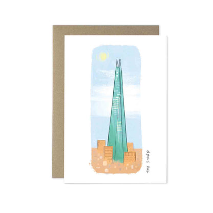 London's The Shard beautifully illustrated on a greeting card from mike green illustration.