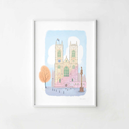 A print of London's Westminster Abbey beautifully illustrated by Mike Green.