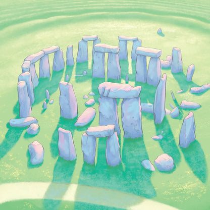Detail from a wall art print of a painting of Stonehenge in England