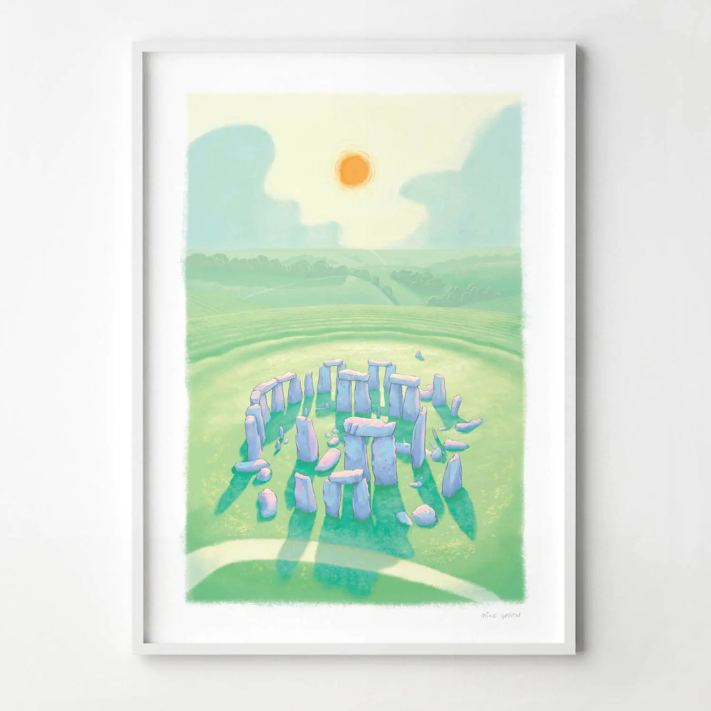 Wall art print of a painting of Stonehenge in Wiltshire England