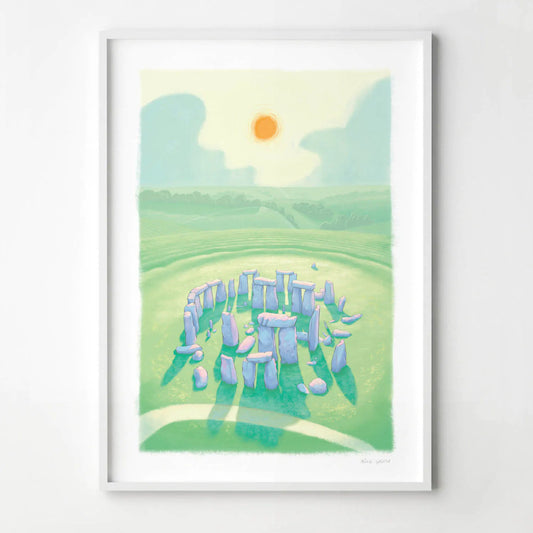 Wall art print of a painting of Stonehenge in Wiltshire England