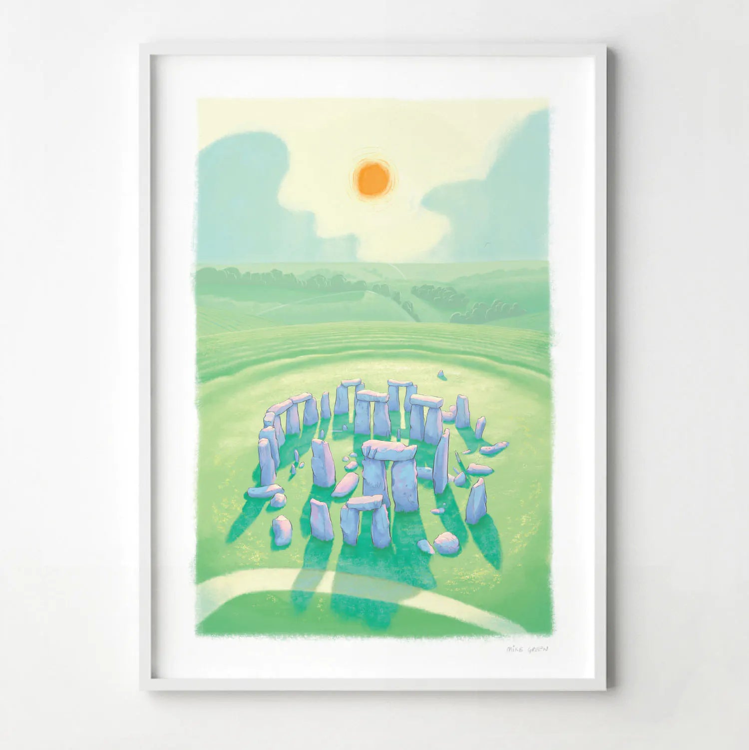 Wall art print of a painting of Stonehenge in Wiltshire England
