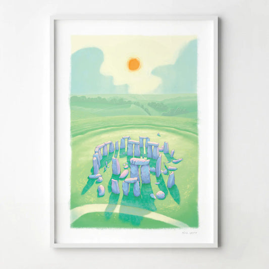 Wall art print of a painting of Stonehenge in Wiltshire England
