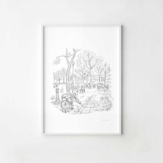 A print of Battersea Square in London beautifully sketched by Mike Green.
