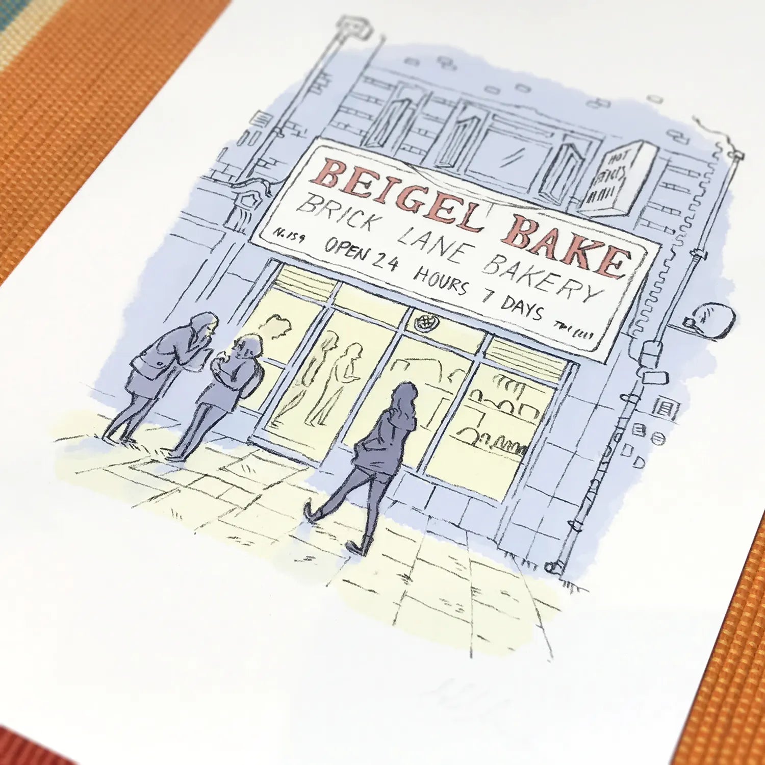 Photo of a wall art print of Beigel Bake on East London's Brick Lane