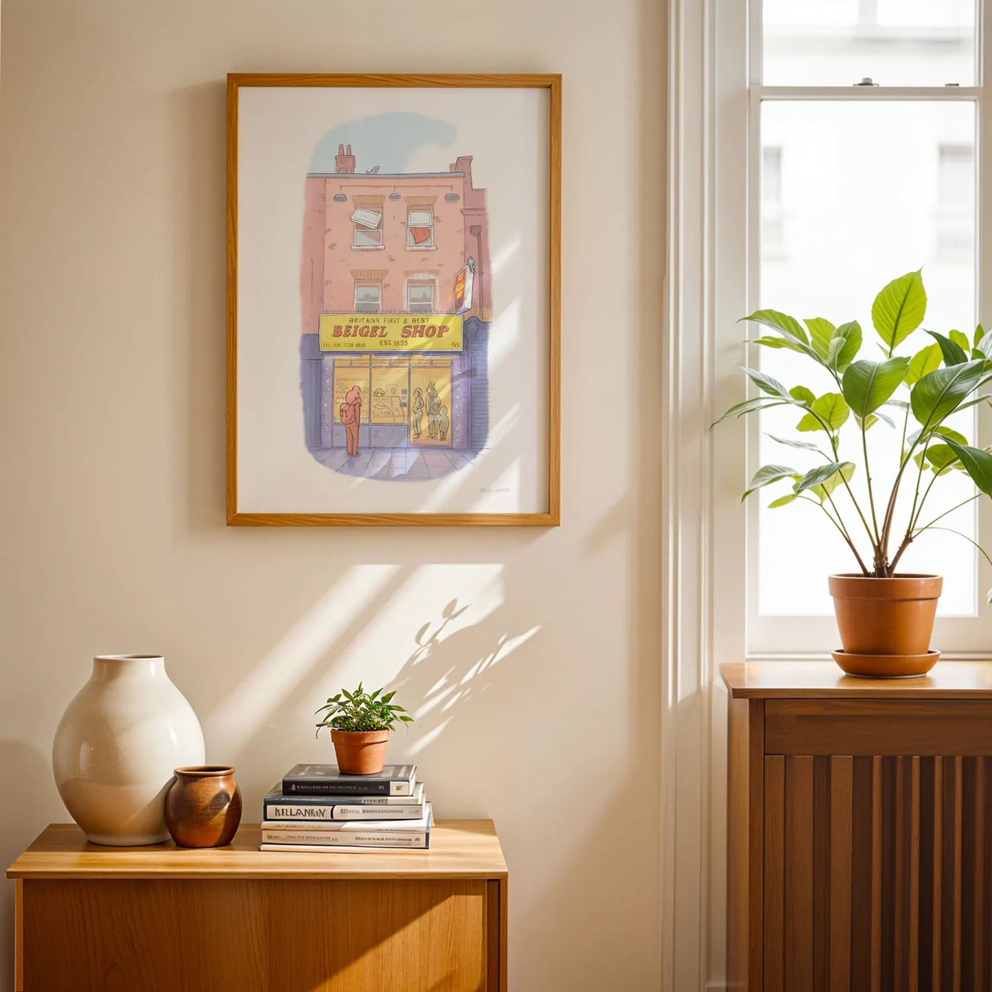 Framed art print of the Beigel shop on Brick Lane in East London