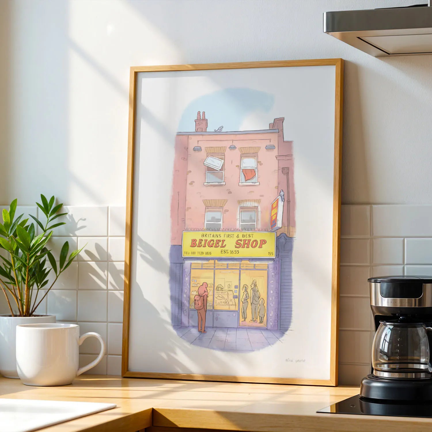 Framed art print of the Beigel shop on Brick Lane in East London