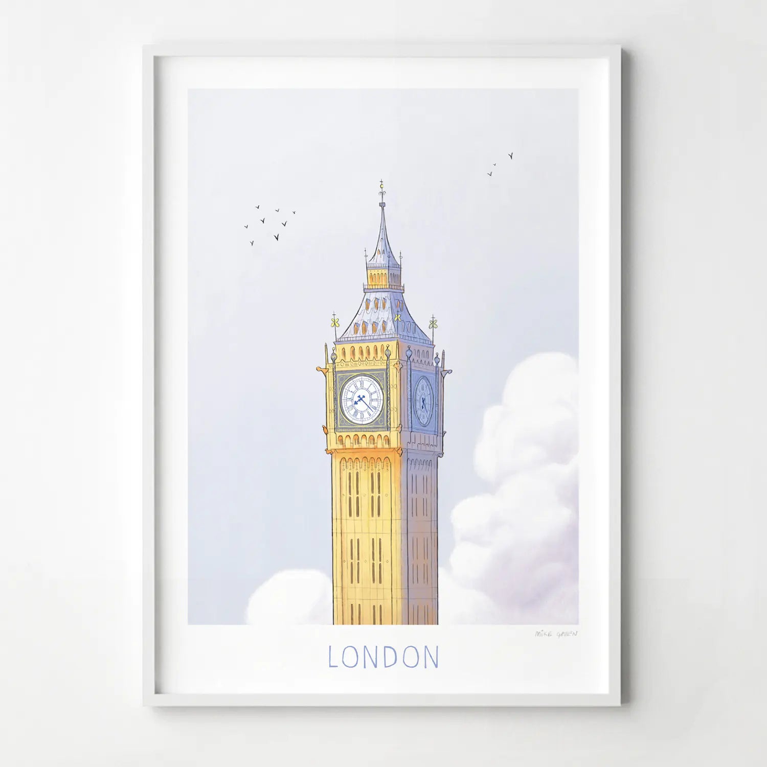 Print of an illustration of London's Big Ben by Mike Green Illustration