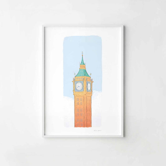 A print of London's Big Ben beautifully illustrated by Mike Green.