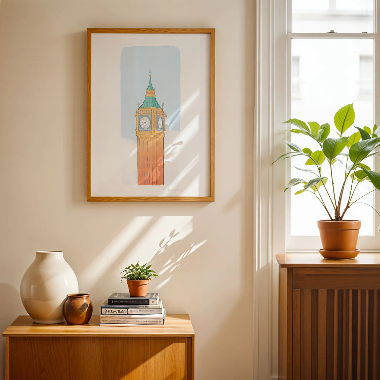 Framed art print of London's Big Ben, the Elizabeth Tower by Mike Green Illustration