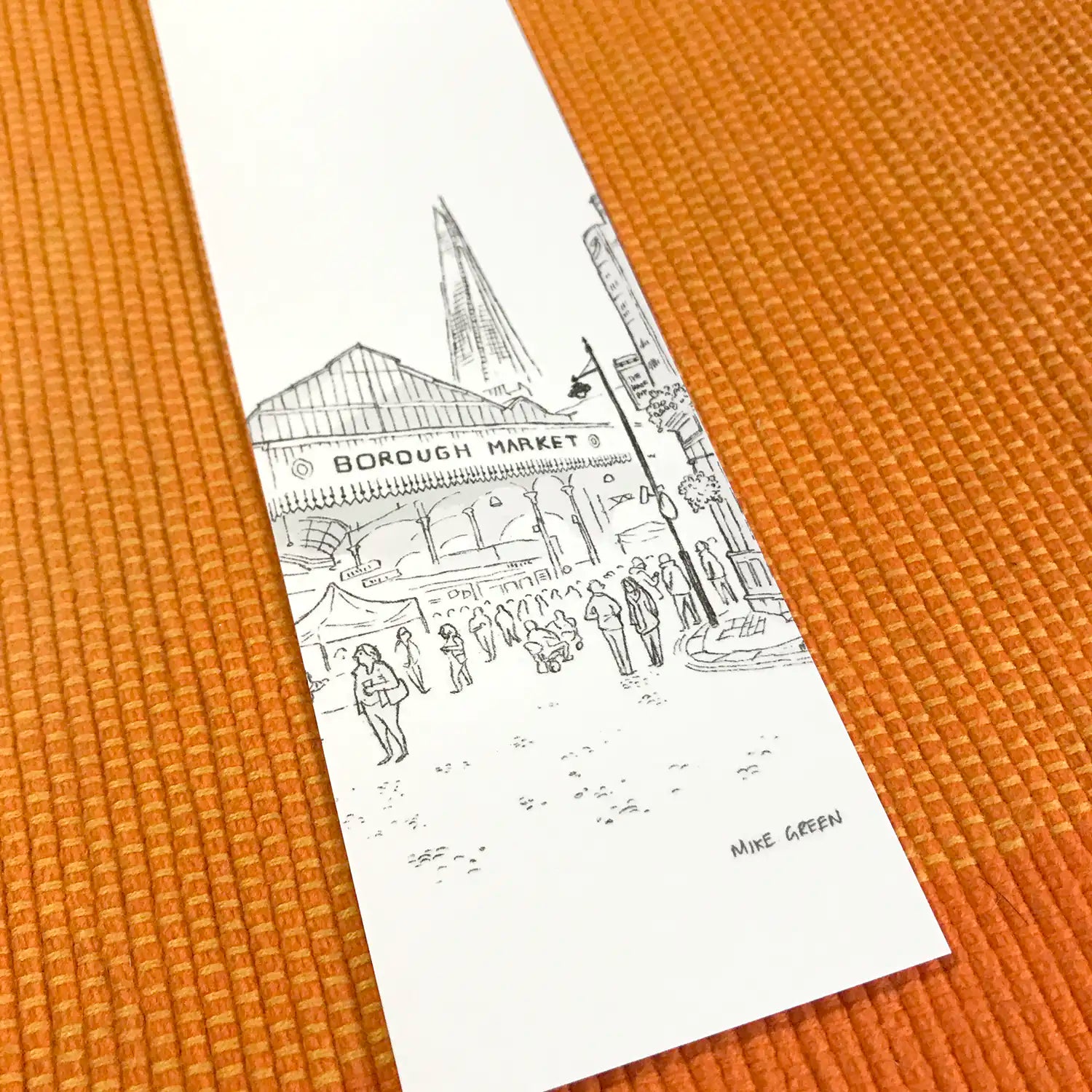 Bookmark with drawing of Borough Market in London by Mike Green Illustration