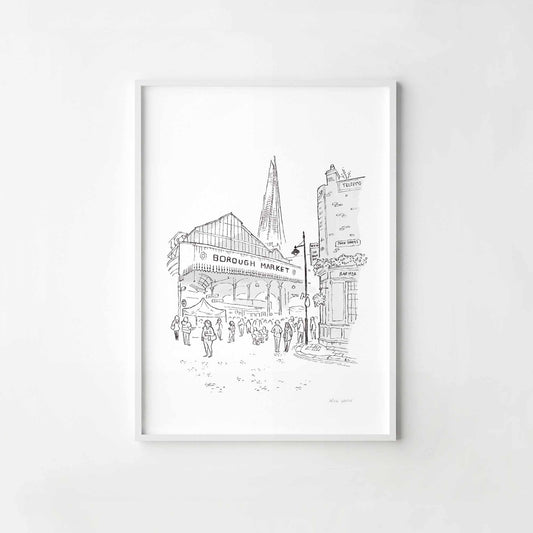 A print of London's Borough Market beautifully sketched by Mike Green.