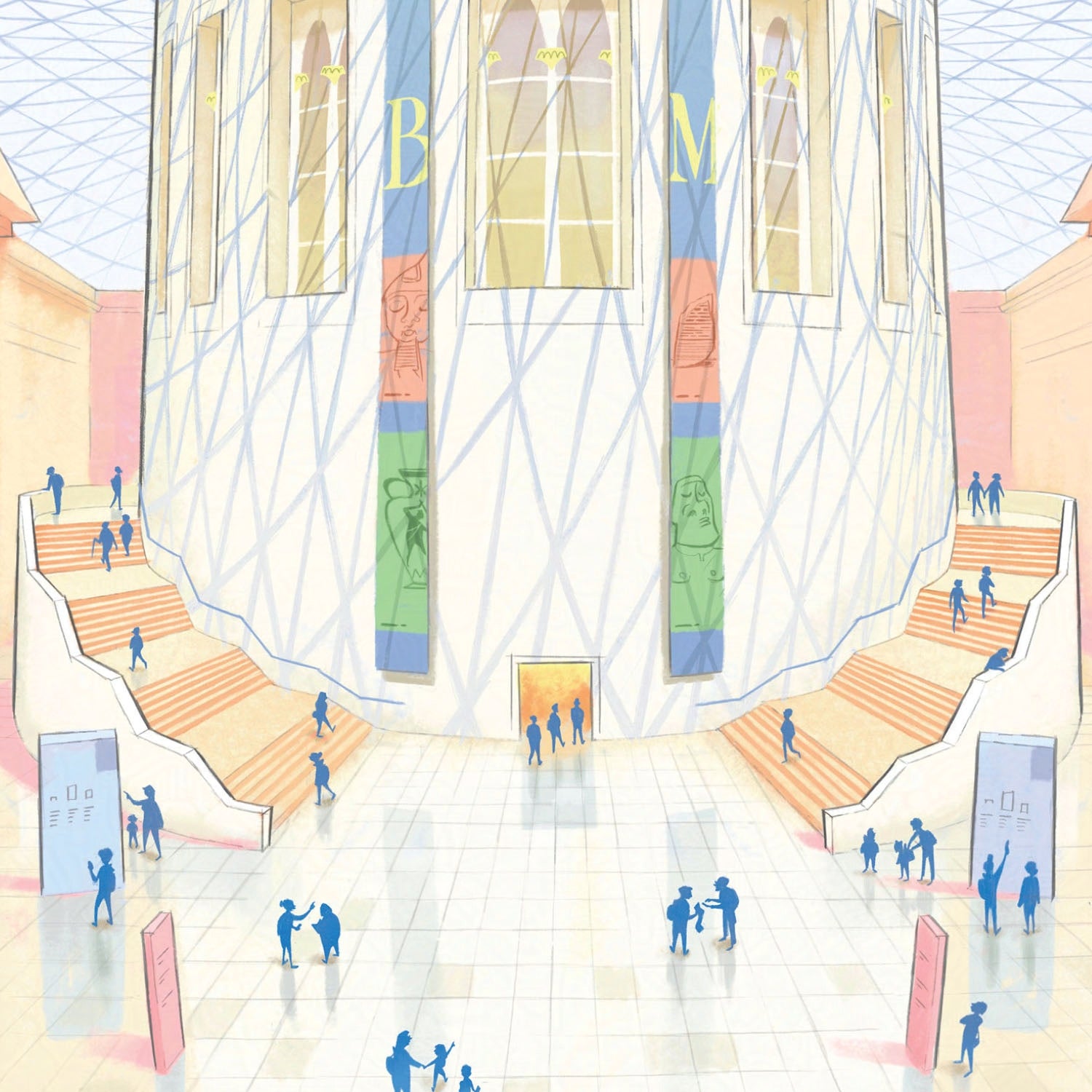 Detail from a wall art print of the British Museum great court interior in London