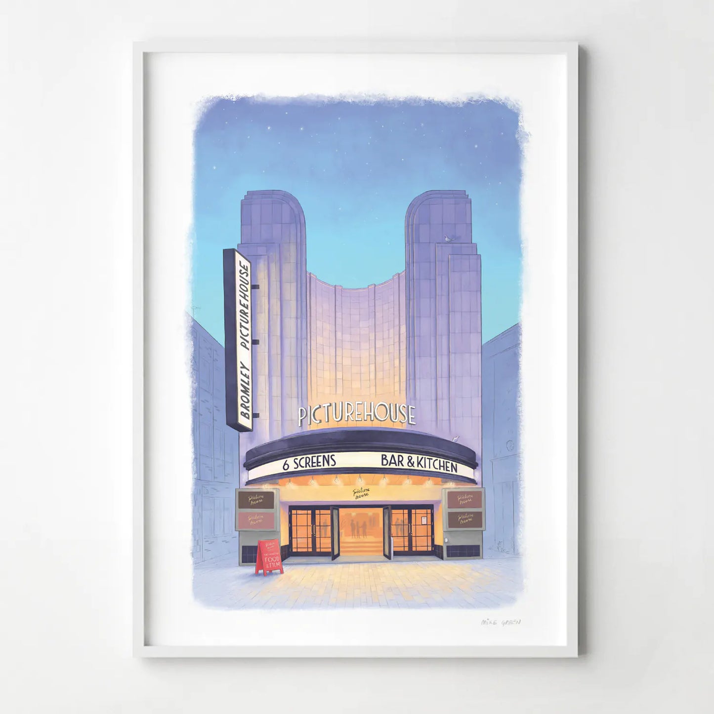 Framed print of an illustration of the Bromley Picturehouse Cinema