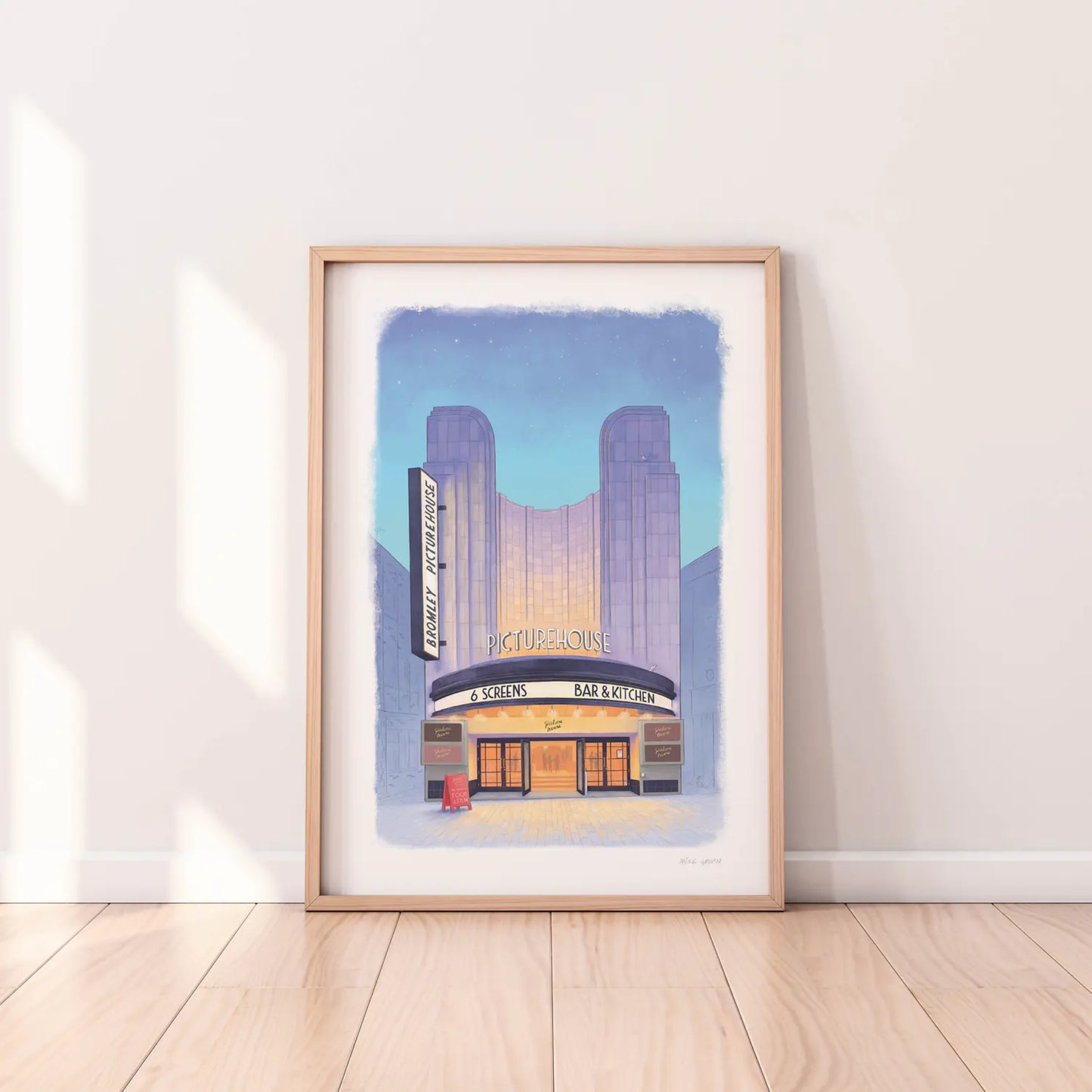 Framed print of an illustration of the Bromley Picturehouse Cinema