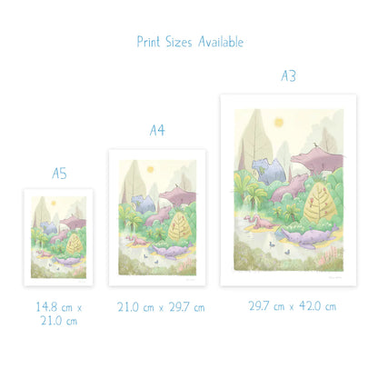 Print sizes of a painting of London's Crystal Palace Dinosaurs