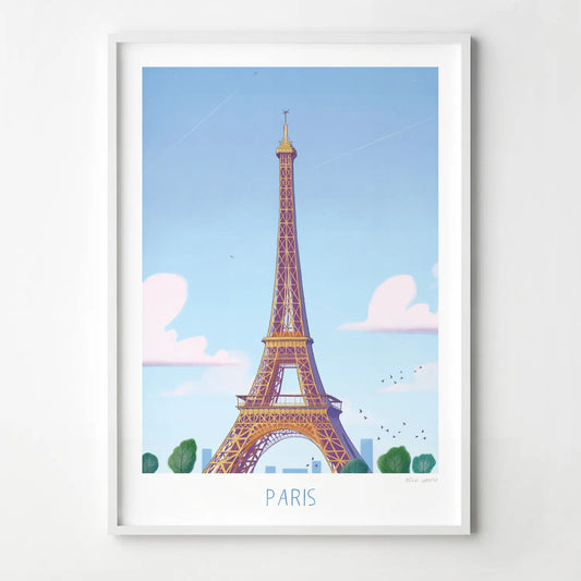 Framed print of an illustration of a the Eifel tower in Paris