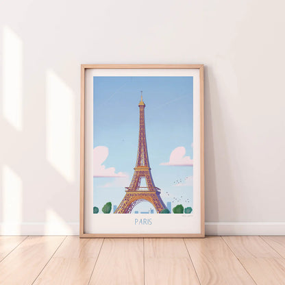 Framed print of an illustration of a the Eifel tower in Paris