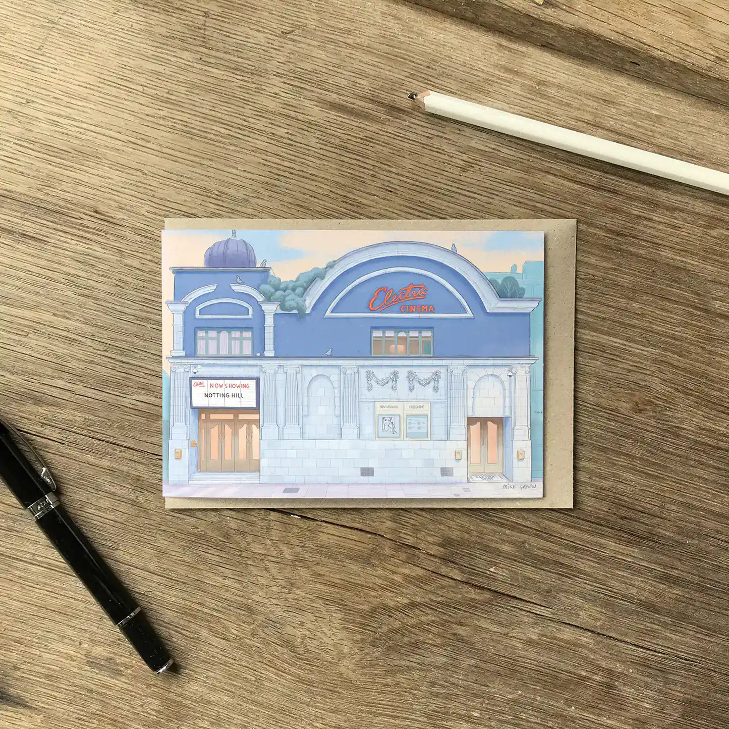 Greetings card with an illustration of the Electric Cinema Notting Hill London by Mike Green Illustration